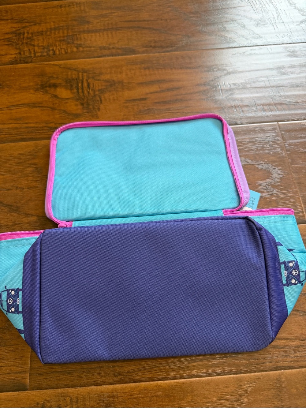 Trader Joe's Teal & Lavender Mini Insulated Tote Bag - Picture 3 of 3